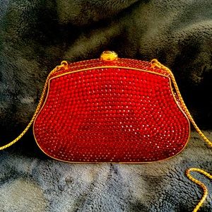 Judith Leiber Vintage Red Crystal Box Clutch